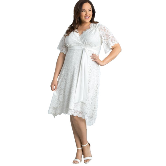 Kiyonna Wedding Dress 2X Bride Graced with Love Style Flutter Sleeve Detach Sash - Picture 10 of 12